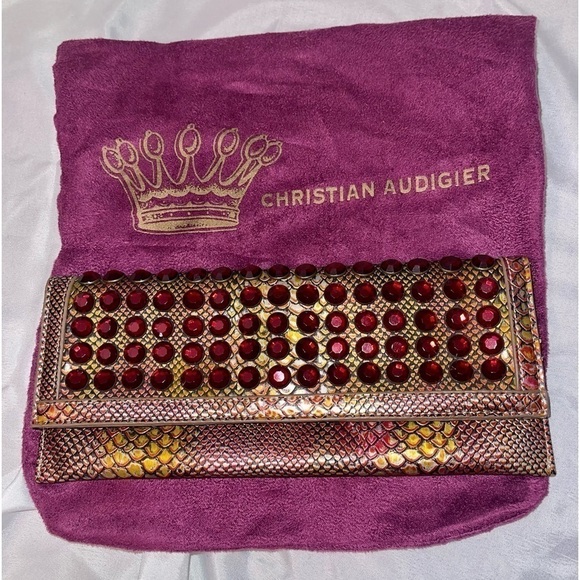 Christian Audigier Clutch Studded & Velvet Dust Cover. Excellent Condition.